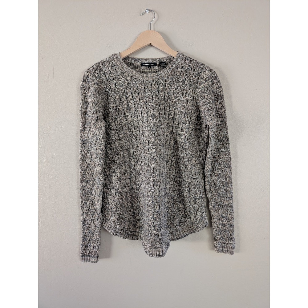 Jeanne Pierre Brown Melange Knit Sweater Size S Cable Knit Fisherman Winter Cozy
